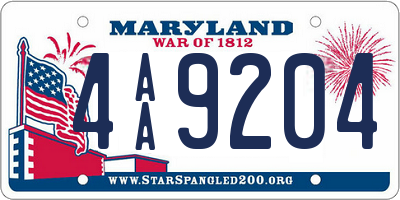 MD license plate 4AA9204