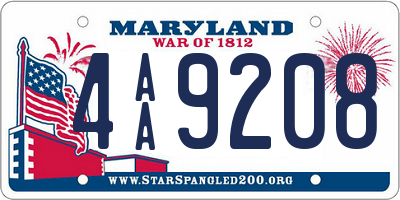 MD license plate 4AA9208