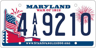 MD license plate 4AA9210