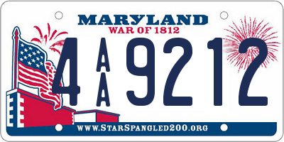 MD license plate 4AA9212