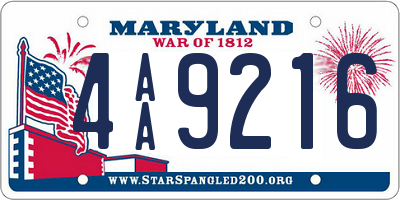 MD license plate 4AA9216