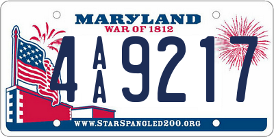 MD license plate 4AA9217