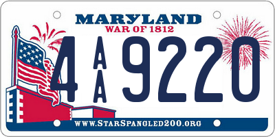 MD license plate 4AA9220