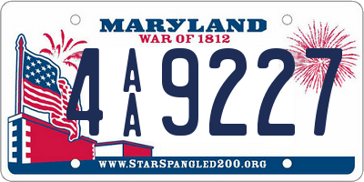 MD license plate 4AA9227