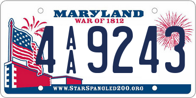 MD license plate 4AA9243