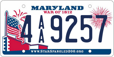 MD license plate 4AA9257