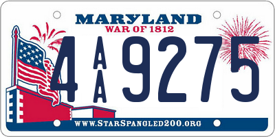 MD license plate 4AA9275