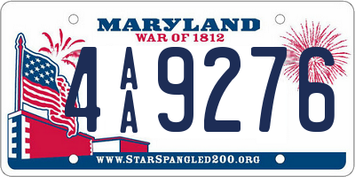 MD license plate 4AA9276