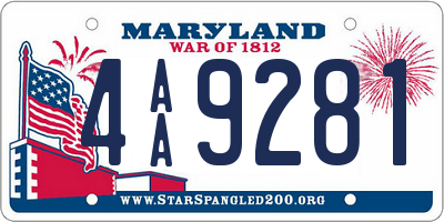 MD license plate 4AA9281