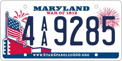 MD license plate 4AA9285