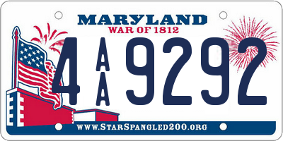 MD license plate 4AA9292