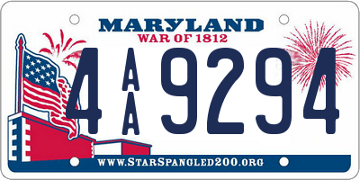 MD license plate 4AA9294