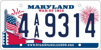 MD license plate 4AA9314