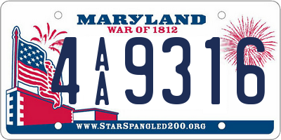 MD license plate 4AA9316