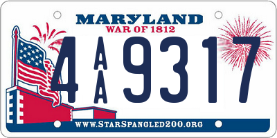 MD license plate 4AA9317