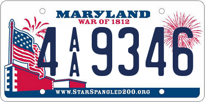 MD license plate 4AA9346