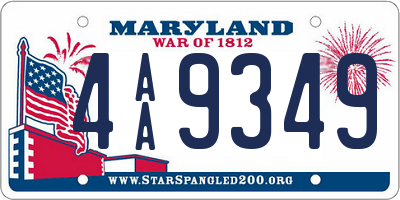 MD license plate 4AA9349