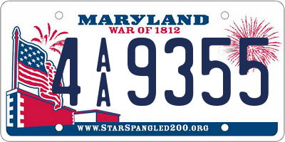 MD license plate 4AA9355