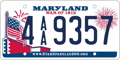 MD license plate 4AA9357