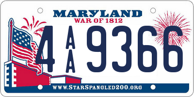 MD license plate 4AA9366