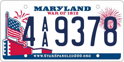 MD license plate 4AA9378