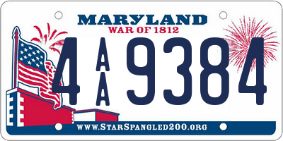 MD license plate 4AA9384