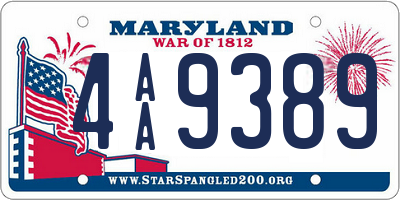 MD license plate 4AA9389