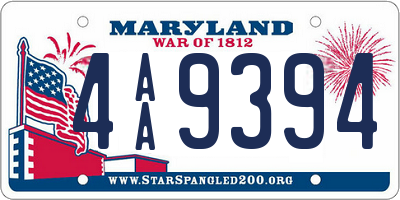 MD license plate 4AA9394