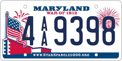 MD license plate 4AA9398