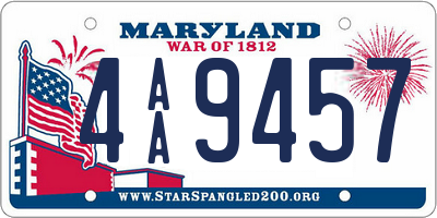 MD license plate 4AA9457