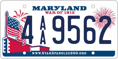 MD license plate 4AA9562