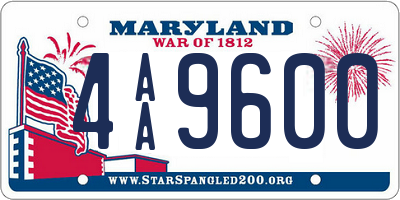 MD license plate 4AA9600