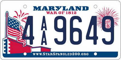 MD license plate 4AA9649