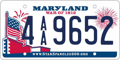 MD license plate 4AA9652