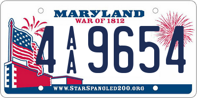 MD license plate 4AA9654