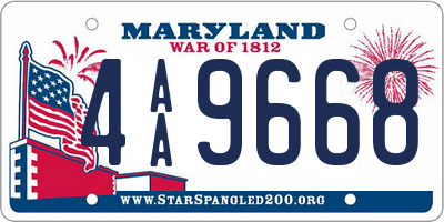 MD license plate 4AA9668