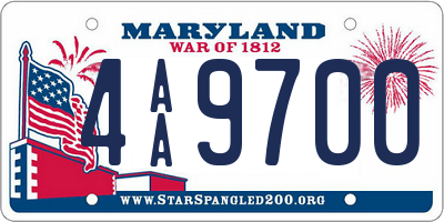 MD license plate 4AA9700