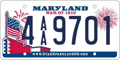 MD license plate 4AA9701