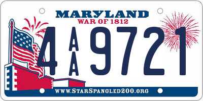 MD license plate 4AA9721