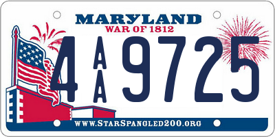 MD license plate 4AA9725