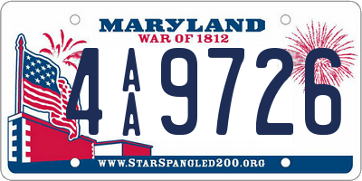 MD license plate 4AA9726