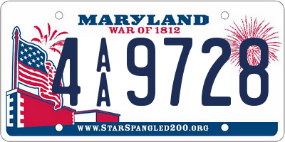 MD license plate 4AA9728