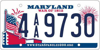 MD license plate 4AA9730