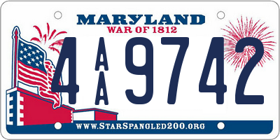 MD license plate 4AA9742