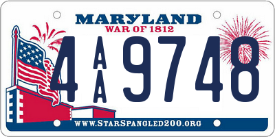 MD license plate 4AA9748