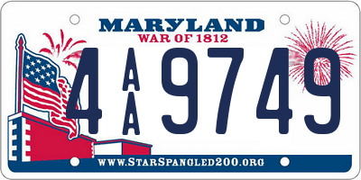 MD license plate 4AA9749