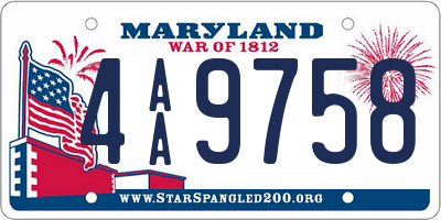 MD license plate 4AA9758