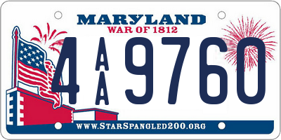 MD license plate 4AA9760