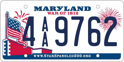 MD license plate 4AA9762