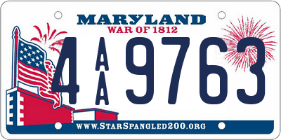 MD license plate 4AA9763